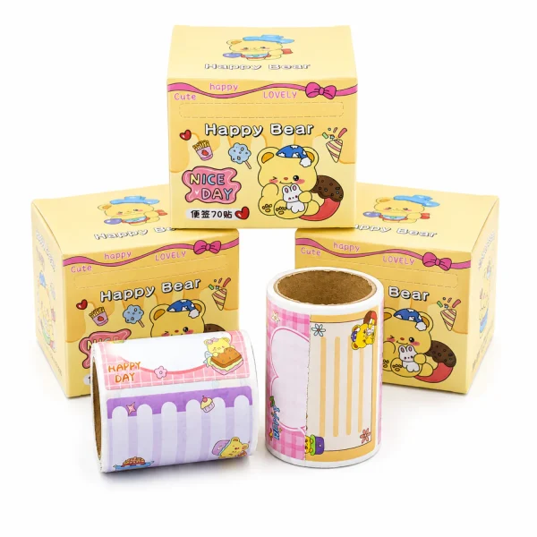 Bear themed sticky notes with dispenser box memo stickers