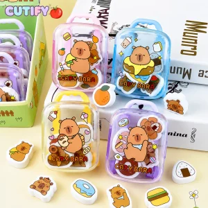 Cute Capybara Mini Suitcase Eraser Set